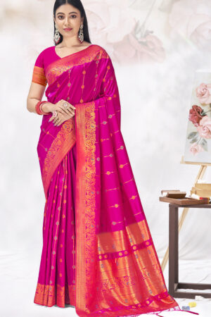 Divine Rani Pink Color Fancy Silk Saree