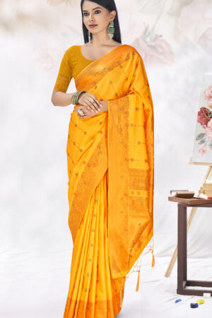 Divine Yellow Color Fancy Silk Saree