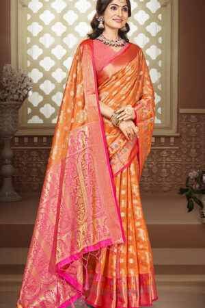 Lavish Orange Color Soft Silk Saree