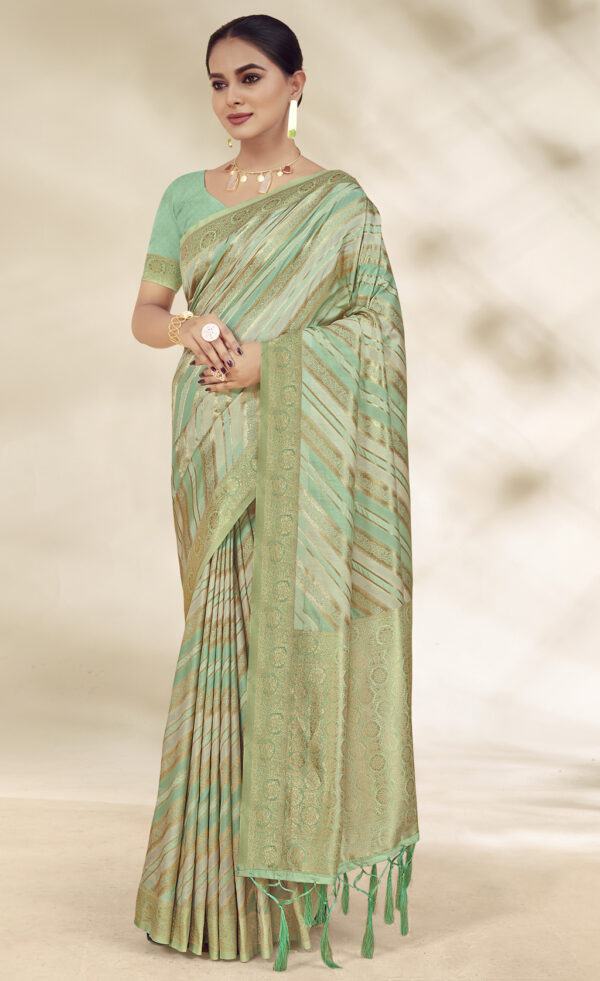Charming Pista Green Color Cotton Silk Saree