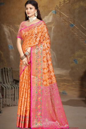 Amazing Orange Color Soft Silk Saree