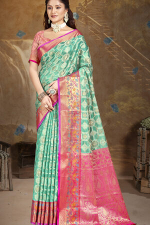 Amazing Turquoise Blue Color Soft Silk Saree