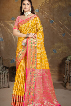 Amazing Yellow Color Soft Silk Saree