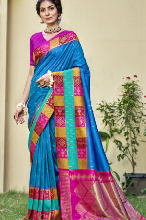 Blissful Sky Blue Color Soft Silk Saree
