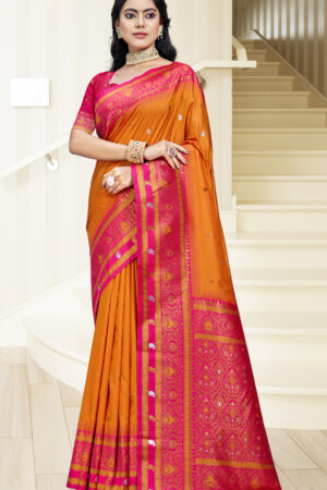 Adorning Mustard Color Soft Silk Saree