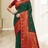 Adorning Bottle Green Color Soft Silk Saree