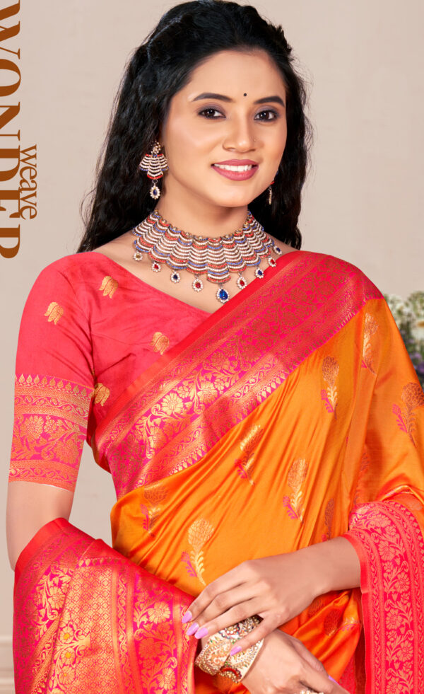 Adorable Orange Color Soft Silk Saree - Image 2