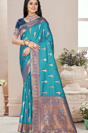Adorable Sky Blue Color Soft Silk Saree