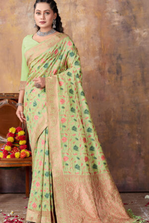 Admirable Light Green Color Silk Saree