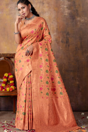 Admirable Peach Color Silk Saree