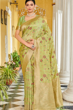 Compelling Light Green Banarasi Silk Saree
