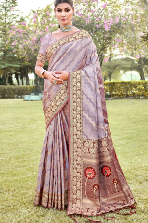 Trendy Purple Color Silk Saree