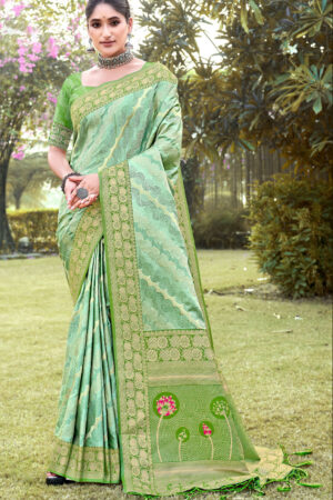 Trendy Light Green Color Silk Saree