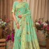 Superb Turquoise Color Cotton Saree