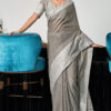 Dazzling Stone Grey Color Linen Saree