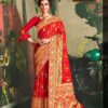Beautiful Designer Red Color Silk Saree With Jacquard Work