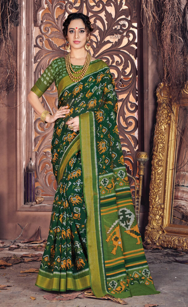 Beautiful Green Color Formal Wear Printed Saree