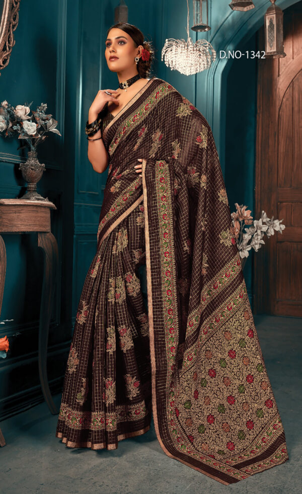 Delightful Brown Color Cotton Saree